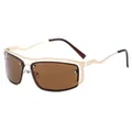 Gafas de sol Y2K con montura dorada, lentes marrones y patillas onduladas - Montura Dorada Lente Marrón