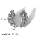 Silver croissant earrings size 31.5mm by 14.2mm with weight details on white background - Silver Croissant Style (TE6666-S) / 18K Gold