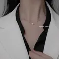 Minimalist silver box chain necklace with a 6mm pearl pendant worn on neck - SY318【6mm】-Single Pearl 6mm Silver Thin Chain Necklace