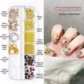 Detailed 12-grid nail art jewelry set featuring white pearls, star moon icons, and chains - 082-Moli Princess Series