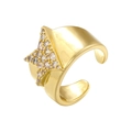 Exquisite golden star ear cuff with sparkling zircon inlay in minimalist u-shaped design - Star Shape Style (VJ618) / Gold