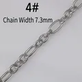 Makroansicht einer 7,3mm breiten ovalen Gliederkette aus Edelstahl für Schmuck - Stil 4# (7,3 mm Breite) / Pro Meter