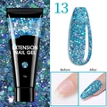 LILY'CUTE 15g nail extension gel in shade 13, sparkly teal blue with multi-color glitter - 13-Blue Glitter
