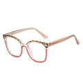 Fashionable TR90 leopard and red two-tone square glasses frame for women - Tortoise Top Red Bottom