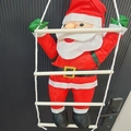 Santa Claus climbing on a four-step white rope ladder for festive Christmas hanging decor - 1 Person Ladder (New Santa 60cm)