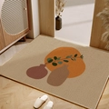 Beige Belgian velvet door mat with orange abstract vase design and non-slip TPR backing - 40*60cm / Vase Charm