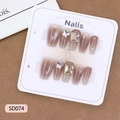 Handmade gradient blush press-on nails with metal butterfly and crystal rhinestones - XS / SD074 (Nude Blush Gradient Butterfly Style)