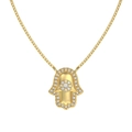 Elegante collar de plata S925 dorada con mano de Fátima y brillantes circonitas engastadas - Dorado (DY190804-S-G-WH) / Plata 925