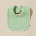 Soft muslin cotton baby bib in light green with texture and snap button closure - Mint Green
