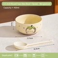 Cute ceramic mangosteen pattern bowl and spoon set, 450ml capacity for yogurt or rice - Mangosteen / Bowl + Twist Spoon