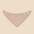 Neutral beige cotton gauze baby triangle bib with adjustable snaps and crinkle texture - Beige