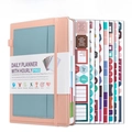Pink and blue daily planner with 400 pages, elastic band, and colorful stickers - Pink + 8 Sheets Planning Stickers