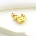 Close-up of a glossy golden duck pendant charm with detailed metal craft and smooth finish - Gold Little Duck