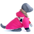 Sweat à capuche rose vif pour chien avec col en fausse fourrure et détails de vache - Rose