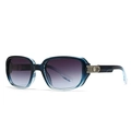 Retro double-bridge pilot sunglasses with blue-green gradient frame and star detail - Gradient Blue Frame Grey Lens / Blue