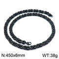 Men's 6mm black stainless steel Byzantine chain necklace with 450mm length and 38g weight - 6MM Black / 18cm