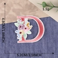 Pink floral embroidered letter D patch for clothing DIY decoration, 5.2x4.8cm size - Letter D / Hot Melt Adhesive