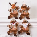 Set di 4 decorazioni natalizie in peluche con renna, orso, pupazzo di neve e Babbo Natale - Babbo Natale Singolo / Cachi