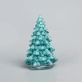 Mini resin Christmas tree tabletop decoration in teal blue with a translucent finish - 10 Optimized Turquoise / Boxed 11x7x7cm