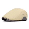 Retro khaki striped duckbill hat with gray brim and adjustable metal buckle - Beige