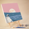 Astronaut theme DIY paint by numbers kit with canvas, easel, acrylic paints and brushes - HD39 Astronaut Watching Moon