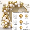 120pcs gold and white latex balloon arch kit with confetti balloons and tools - White Gold DIY Kit Style (Set 053)