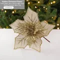 Glitzernde goldene 24cm künstliche Weihnachtsstern-Blume für den Weihnachtsbaumschmuck - Gold