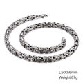Men's 500mm byzantine stainless steel chain necklace in silver finish with 6mm width - 6mm Steel Silver