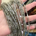 Perline rettangolari in pietra naturale grigio-verde 2x4mm per gioielli fai-da-te - Labradorite