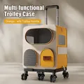Orange and cream pet trolley case with transparent window and telescopic handle - Including Removable Trolley Base / Orange - Trolley & Backpack