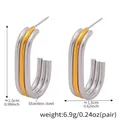 U-shaped stainless steel layered earrings with silver and 18K gold polished finish - Three-Layer Geometric U-Shaped Earrings / Two-tone (Gold & Silver)