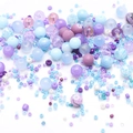 Mixed blue and purple 8mm glass seed beads in transparent and crackle textures - 12 Lilac Azure