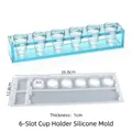 Siliconen mal voor wijnglashouder met 6 gaten afmetingen 39.8x12.8cm voor hars doe-het-zelf - 6-Vaks Shotglas Houder