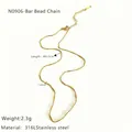 Detail of 18K gold plated 316L stainless steel bead bar chain with 1.4mm diameter - Gold Bar and Bead Chain