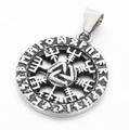 Ciondolo vichingo argento con simbolo Valknut e cerchio di rune, finitura in metallo vintage - Pendaglio Rune Vichinghe