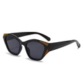 Modern black cat-eye sunglasses with unique orange triangular geometric accents - C7 Black Frame Orange Texture