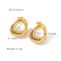 Detailed view of minimalist irregular gold-plated titanium steel stud earrings with pearl - Irregular Geometric Pearl Stud Earrings - Gold (E3544-G) / 18K Gold