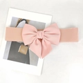 Elastic wide pink belt for women featuring a large decorative 3D bowknot accessory - Standard Type / Pink
