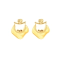 French style gold earrings featuring hammered texture and trapezoid resin with red crystals - Gold