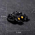 Glossy black crab micro-landscape ornament with yellow eyes, size 0.7cm x 2.1cm - Style 30 Spider