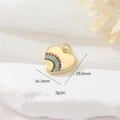 Golden heart-shaped pendant with rainbow zircons for DIY jewelry making, 19.8mm size - H-11628/Rainbow Gem Heart Charm