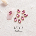 Charm ongles strass ovales roses avec bordure dorée taille 5x7mm pour décoration manucure - Base Or Pierre Rose (LF7118) / 5X7mm