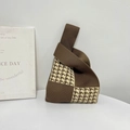 Chic houndstooth knitted wrist bag in brown and beige contrast for casual daily use - Khaki Patchwork Houndstooth