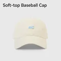 Off-white cotton baseball cap with blue embroidery and UPF 50+ sun protection - ac Print-Beige