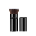 Portable retractable foundation brush with brown gradient bristles and black glossy lid - Large Flat Head / Black