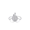 Anello a catena in argento sterling S925 con una sfera scintillante in zirconi micro-pave - Aperto Regolabile / Argento sterling 925
