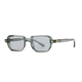 Retro square transparent green sunglasses with light grey lenses and gold accents - C6 Light Green Light Gray Lens