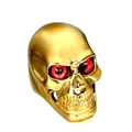 Vintage punk skull ring in gold finish with red crystal eyes on white background - US 7 / Gold (Red Eyes)