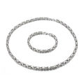 Byzantine chain set including stainless steel necklace and bracelet in silver finish - 5mm Specification (KS137917-Z)