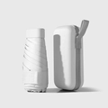 Ultralight six-fold capsule umbrella in minimalist white with portable hard storage case - Flat 6-Fold Thickened Black Glue / With Capsule Box / Off White